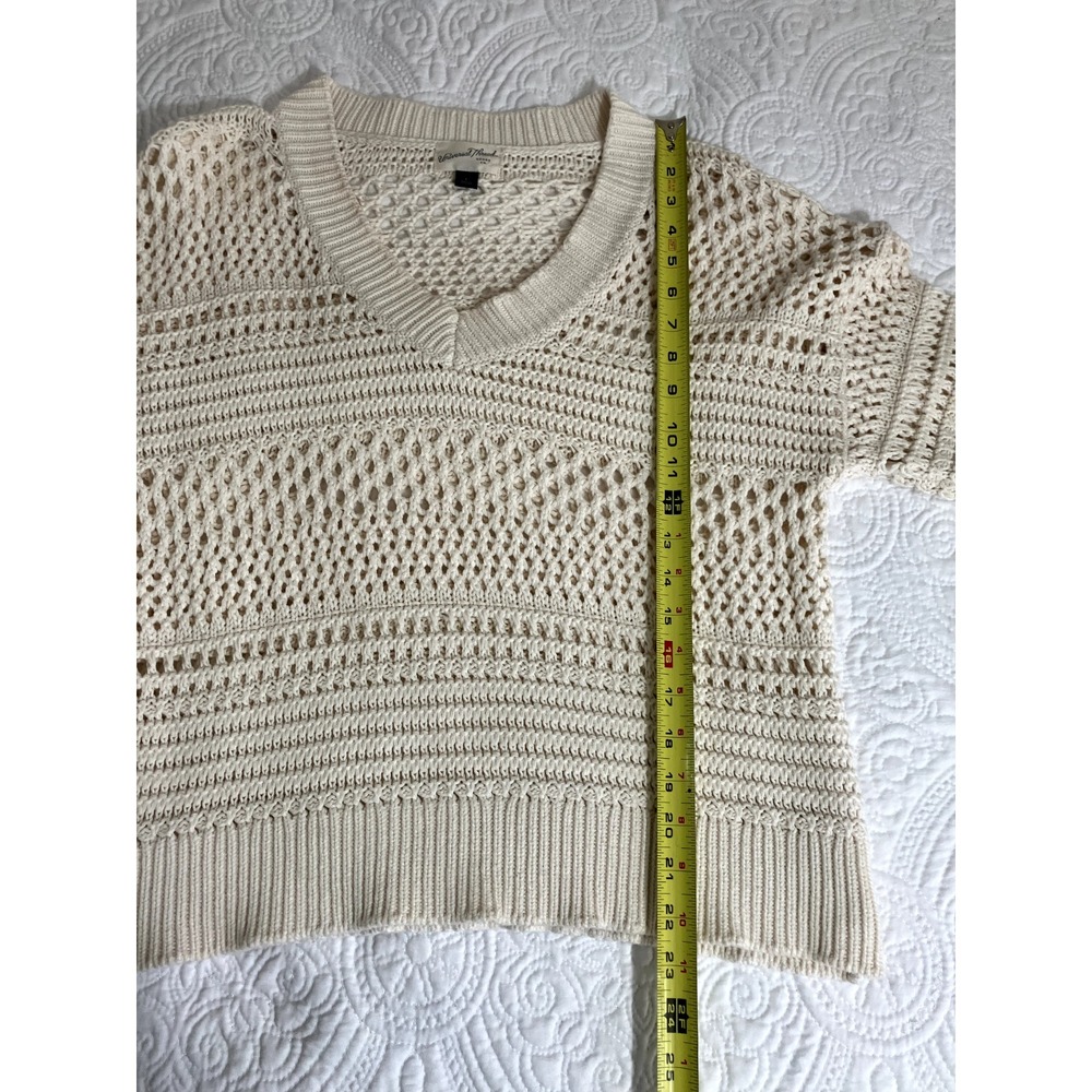 Universal Thread Open Knit V-Neck Sweater Women's L Crochet Boho Coastal Gypsy - Picture 5 of 8